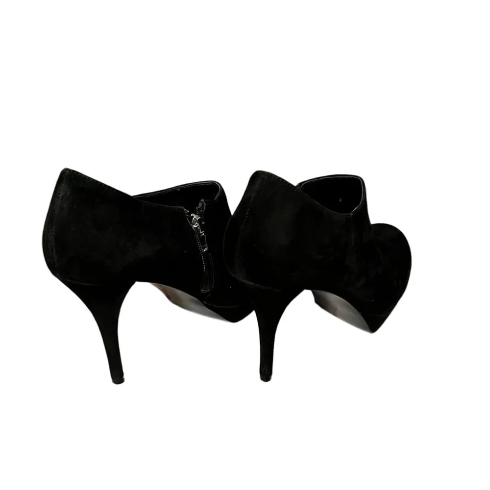 Marc Fisher Black Suede Platform Stiletto Heels Side Zip Booties Size 9.5